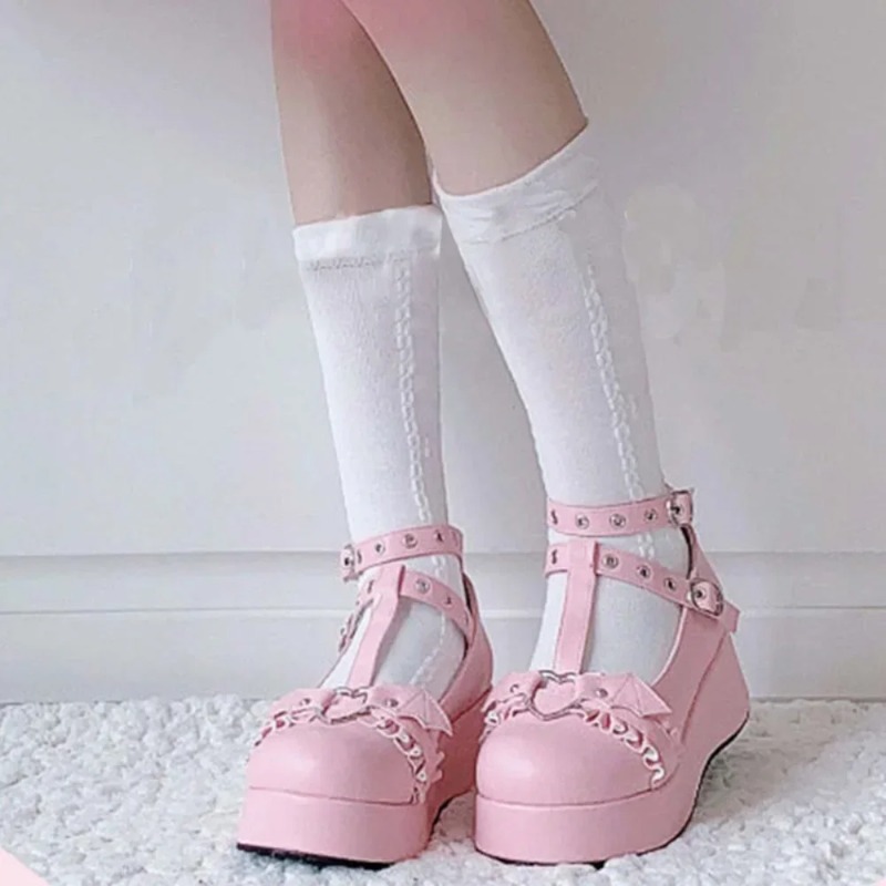 New Sweet Heart Buckle Wedges  - Chunky Sneaker Platform 评论和价格