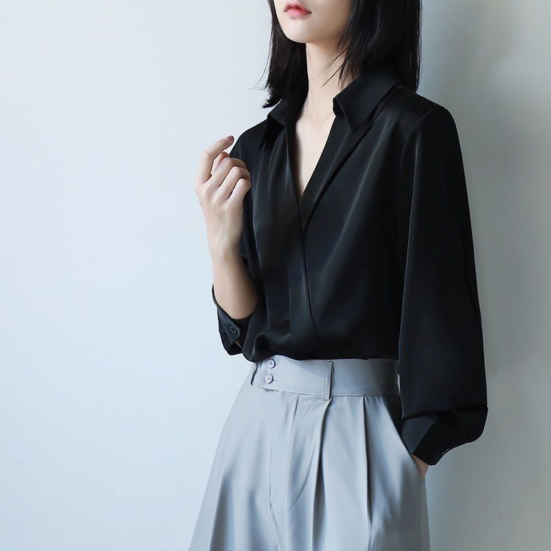 Gidyq Women Black Chiffon Shir - Street Fashion In Korea 评论和价格