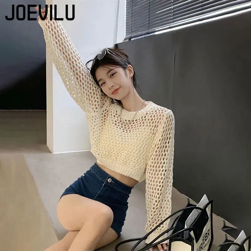 Hollow Out Knit Crop Top Women - Street Fashion In Korea 评论和价格