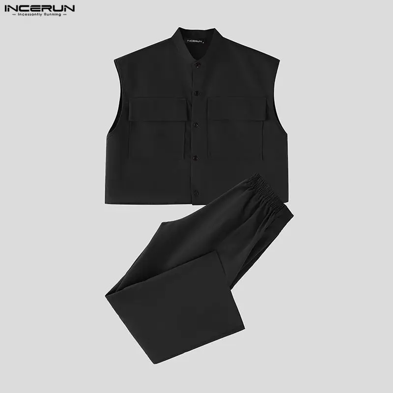 INCERUN Men Sets Solid Sleevel - Street Fashion For Man 评论和价格