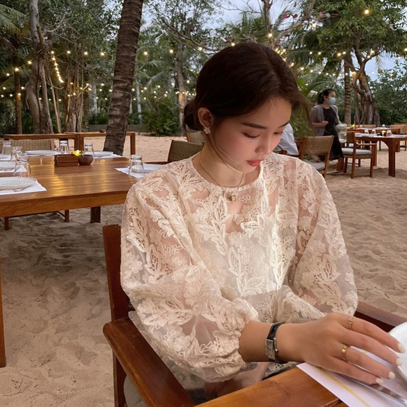 MEXZT Elegant Sheer White Shir - Street Fashion In Korea 评论和价格