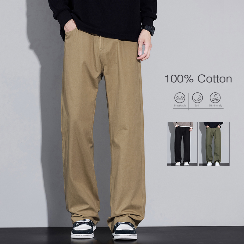 100% Cotton Men's Baggy Wide-l - Street Fashion In Korea 评论和价格