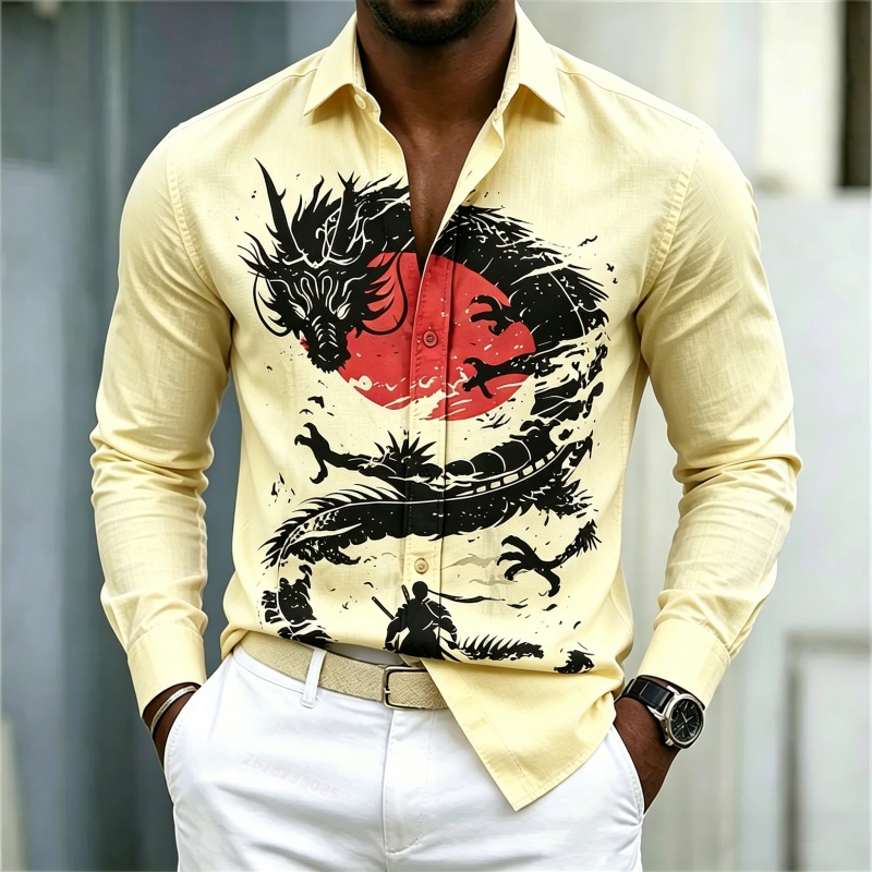 2026 New Men's Shirt White Bla - Street Fashion For Man 评论和价格
