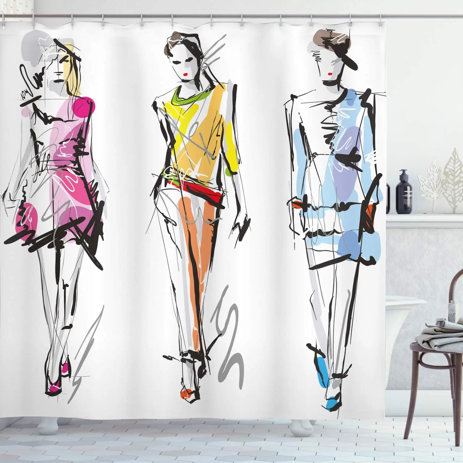 Fashion Woman Shower Curtain M - Street Fashion Pose 评论和价格