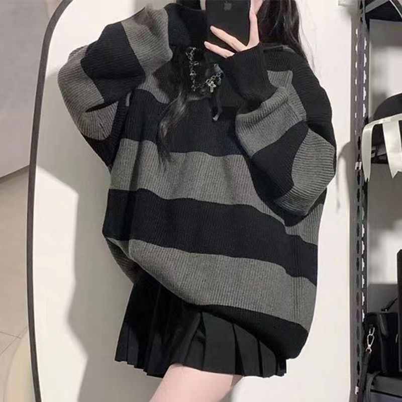 Streetwear Striped Sweater Wom - Street Fashion In Korea 评论和价格