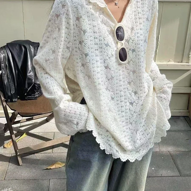 Y2K Lace Hooded Shirts Women S - Street Fashion In Korea 评论和价格