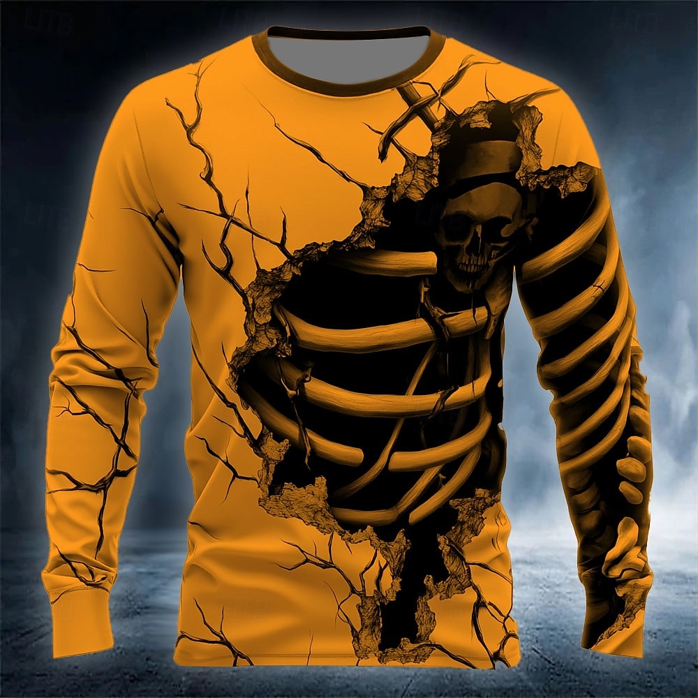 Funny 3D Skull Print Men's T-s - Street Fashion For Man 评论和价格