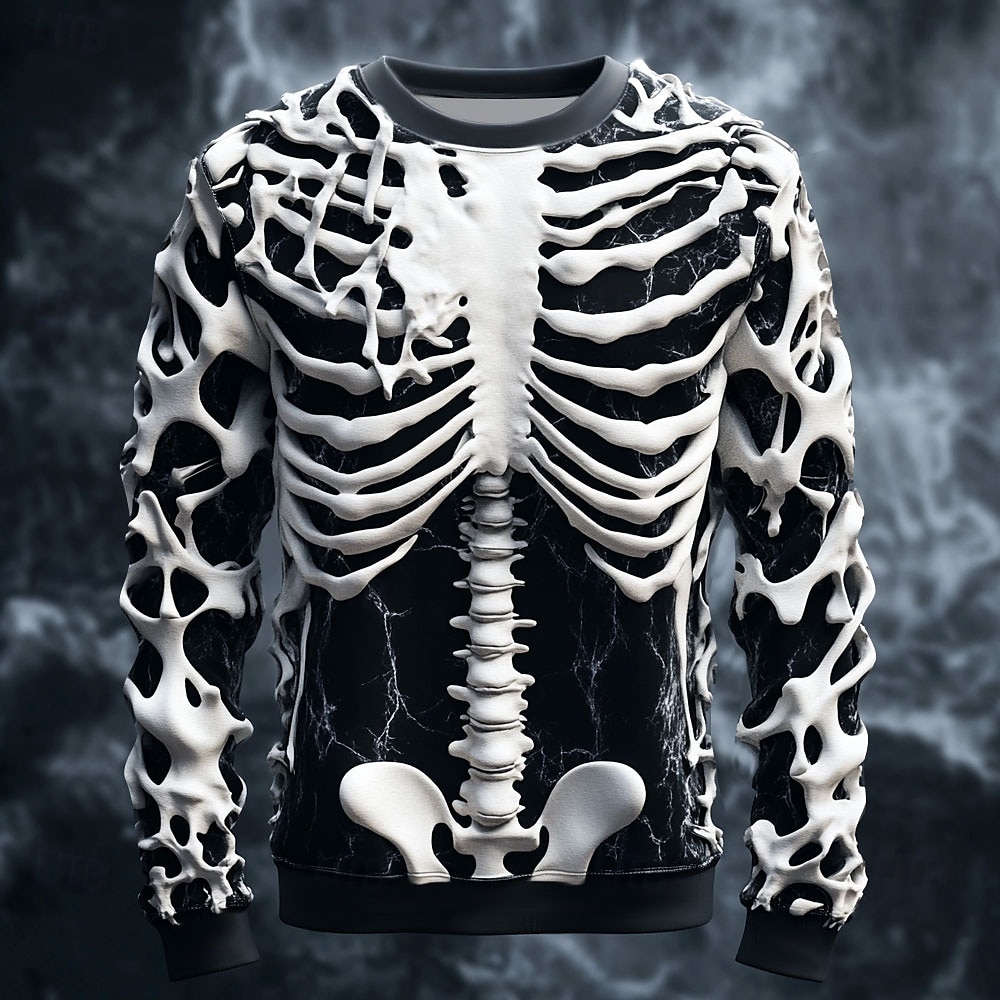 Funny 3D Skull Print Men's T-s - Street Fashion For Man 评论和价格