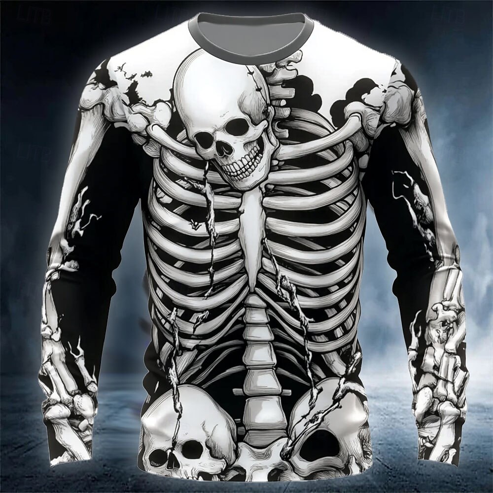 Funny 3D Skull Print Men's T-s - Street Fashion For Man 评论和价格