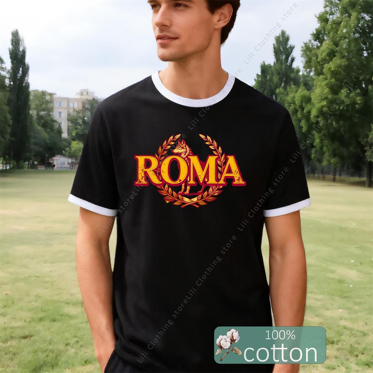 ROMA Letter Graphic Print Men' - Street Fashion Roma 评论和价格