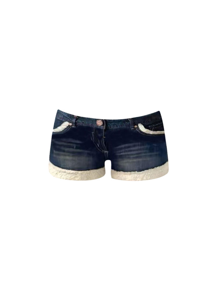 Low Waist Bootcut Denim Shorts - Girl Fashion Street 评论和价格