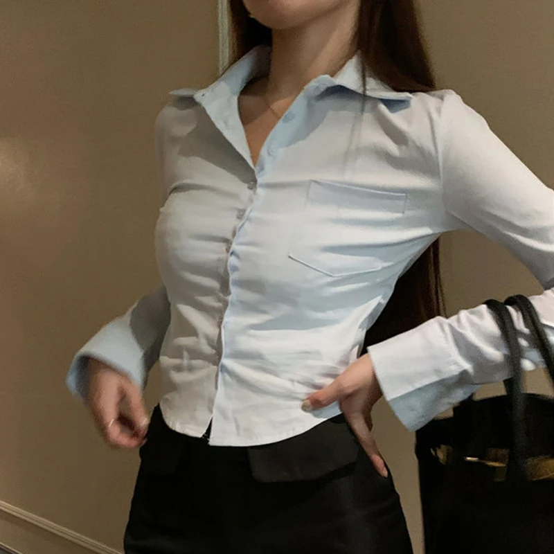 Elegant Women Korean Shirts&Bl - Street Fashion In Korea 评论和价格